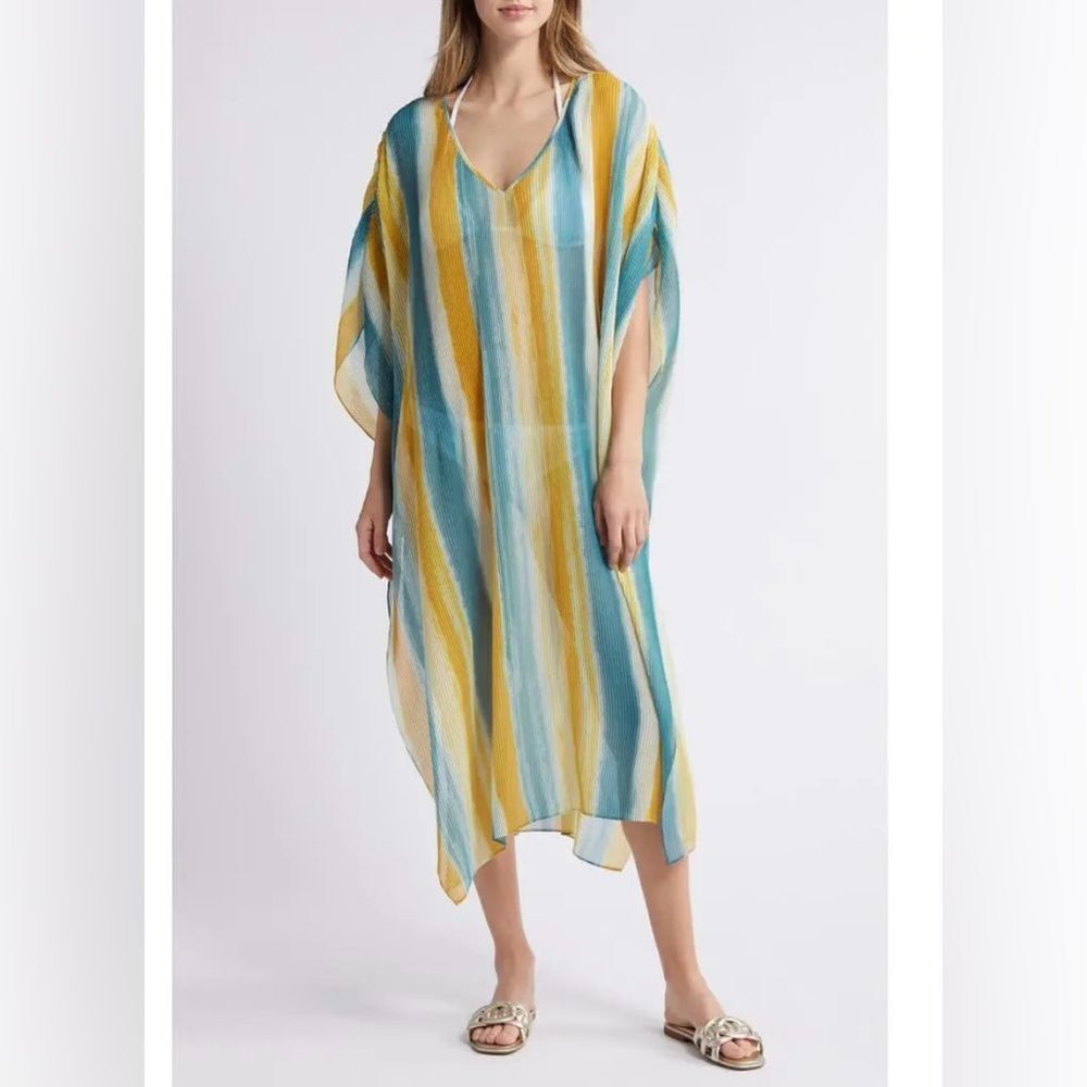 Nordstrom Sheer Pleated Caftan Coverup/ OS